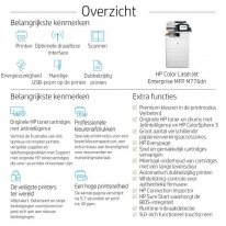 HP Color LaserJet Enterprise MFP M776dn, Printen, kopiëren, scannen en optioneel faxen, Printen via usb-poort aan voorzijde; Sca