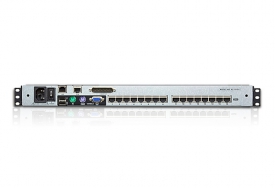 ATEN 1-Lokale /externe gedeelde toegang, 16-poorten Cat 5 Dual Rail KVM over IP-switch met poort serieschakeling